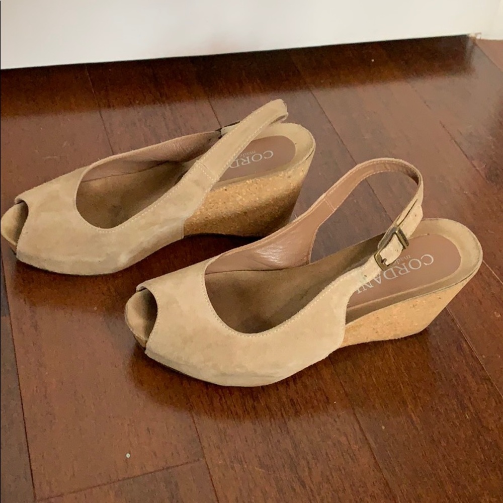 Cordani Nude Suede Slingback Wedges